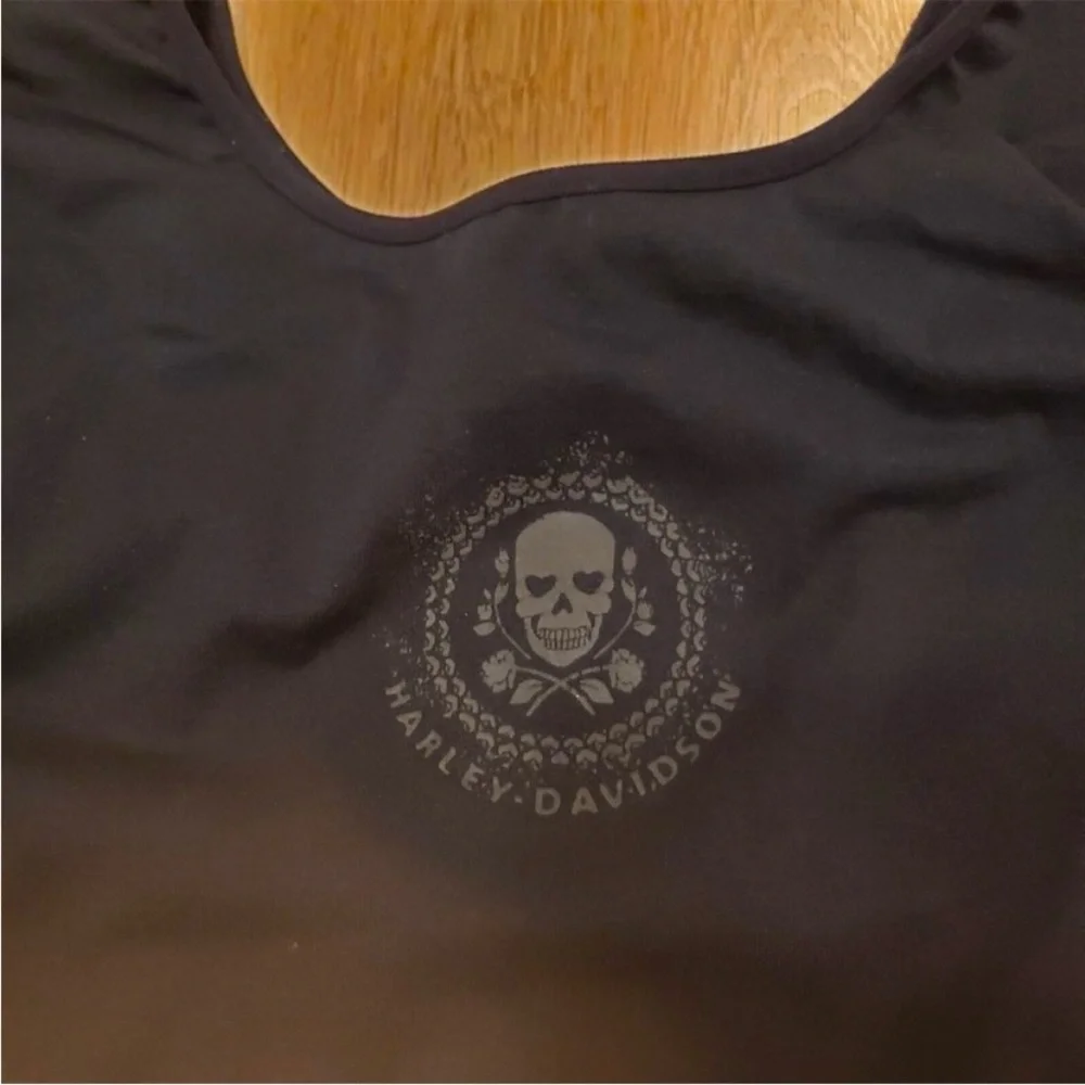 HARLEY DAVIDSON Cut Out Black Crop Top With Skull Motif